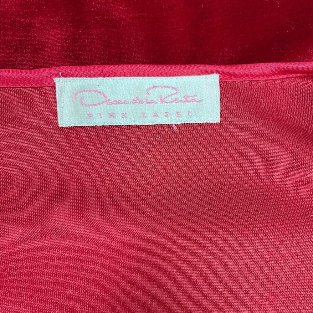 Oscar de la Renta Pink Label Women's Top Medium Large Red Velvet Velour - Picture 7 of 8